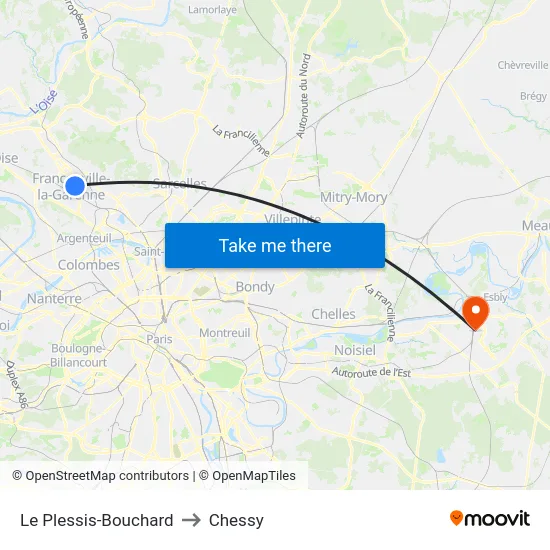 Le Plessis-Bouchard to Chessy map