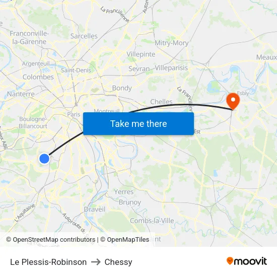 Le Plessis-Robinson to Chessy map