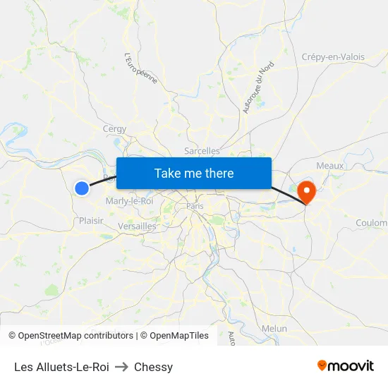 Les Alluets-Le-Roi to Chessy map
