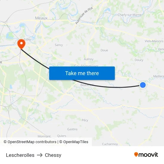 Lescherolles to Chessy map