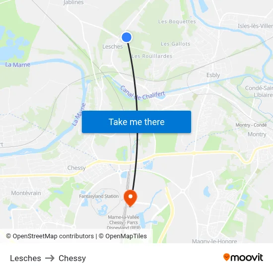 Lesches to Chessy map