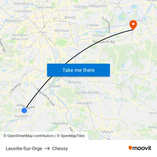 Leuville-Sur-Orge to Chessy map