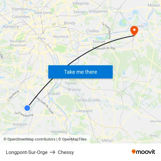 Longpont-Sur-Orge to Chessy map
