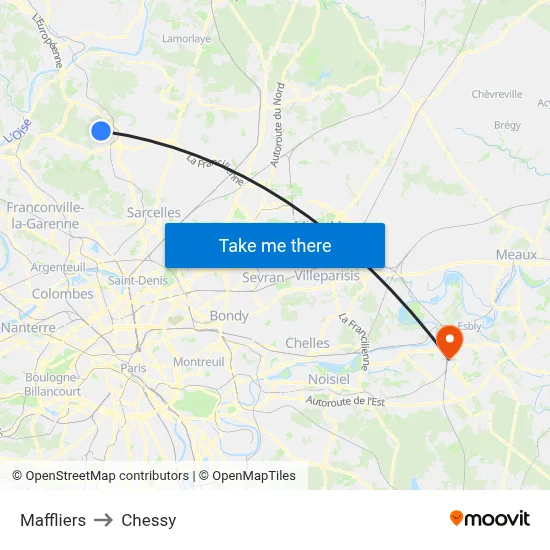 Maffliers to Chessy map