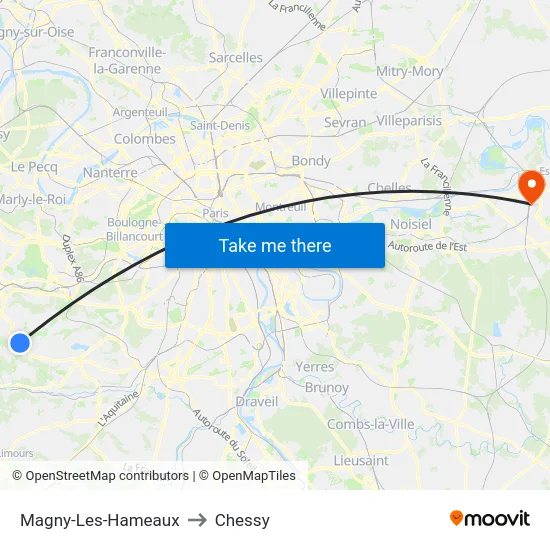 Magny-Les-Hameaux to Chessy map