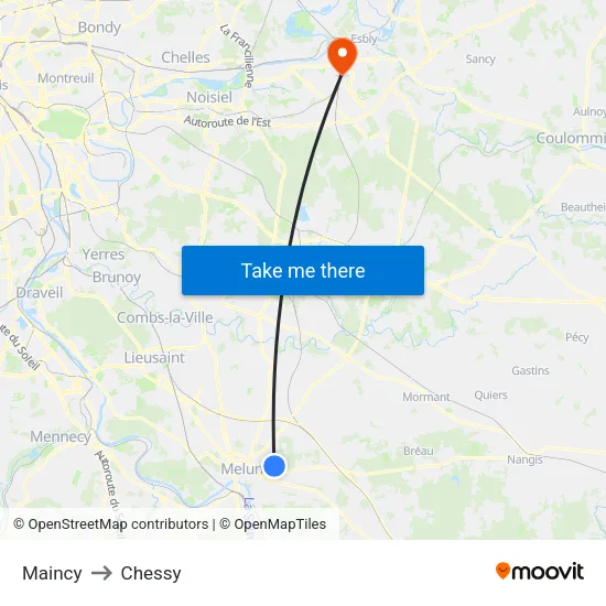 Maincy to Chessy map