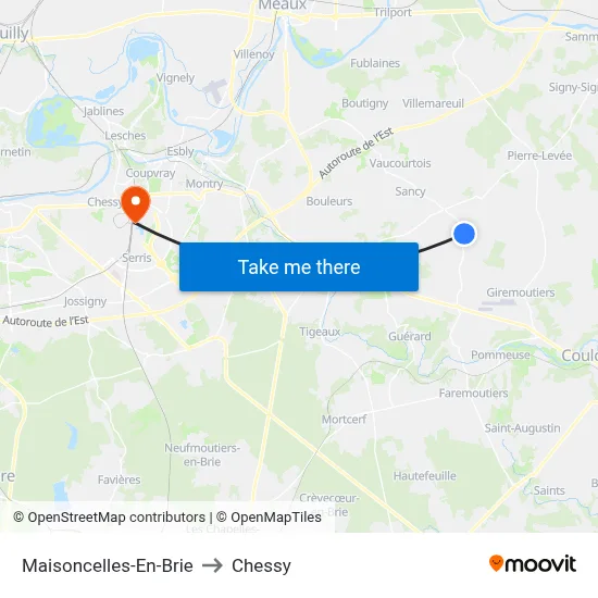 Maisoncelles-En-Brie to Chessy map