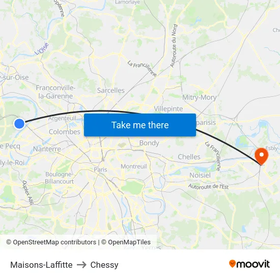 Maisons-Laffitte to Chessy map