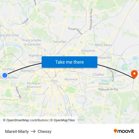 Mareil-Marly to Chessy map