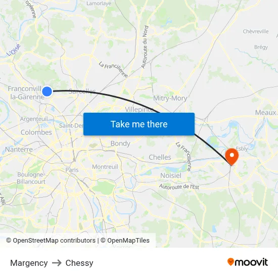 Margency to Chessy map