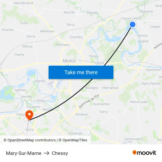 Mary-Sur-Marne to Chessy map