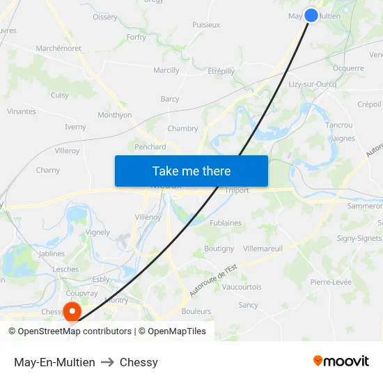 May-En-Multien to Chessy map