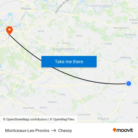 Montceaux-Les-Provins to Chessy map
