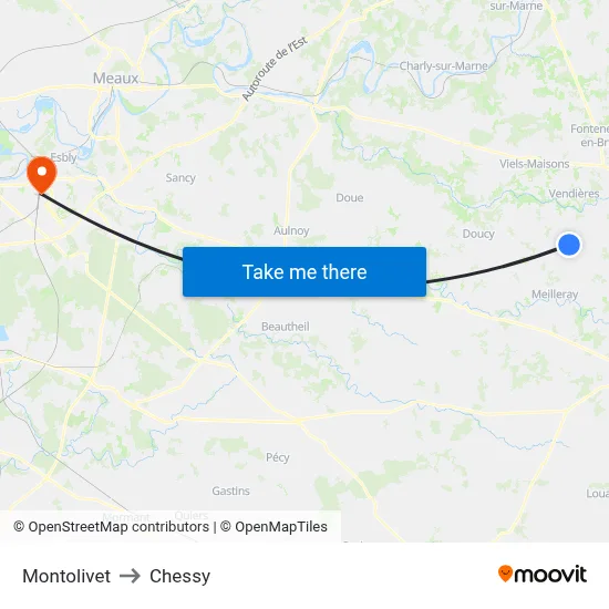 Montolivet to Chessy map