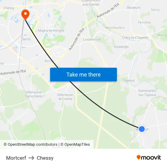 Mortcerf to Chessy map