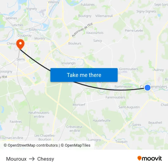 Mouroux to Chessy map