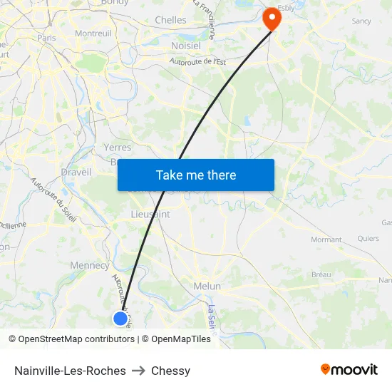 Nainville-Les-Roches to Chessy map