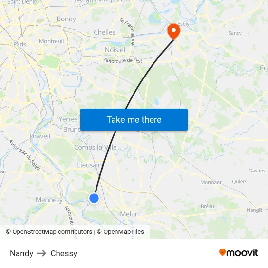 Nandy to Chessy map