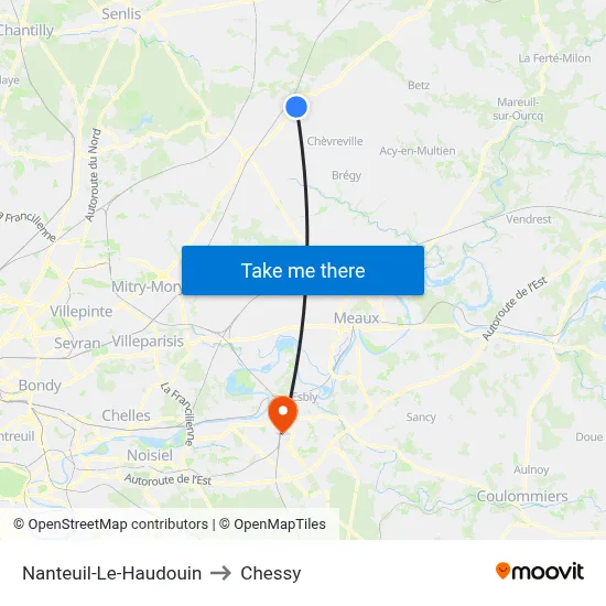 Nanteuil-Le-Haudouin to Chessy map