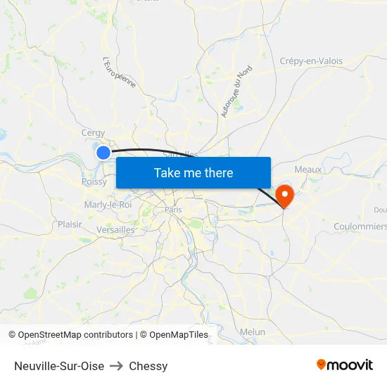 Neuville-Sur-Oise to Chessy map