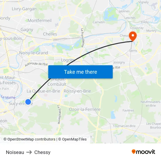 Noiseau to Chessy map