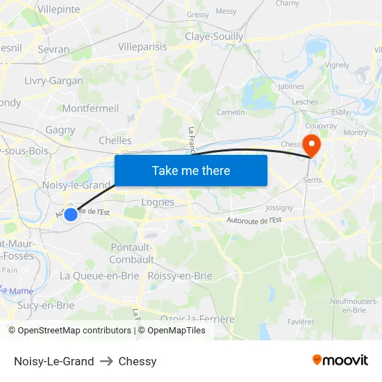 Noisy-Le-Grand to Chessy map