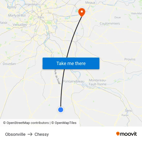 Obsonville to Chessy map