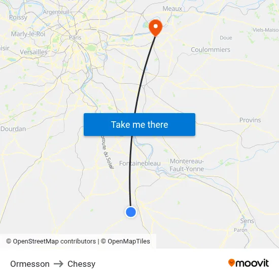 Ormesson to Chessy map