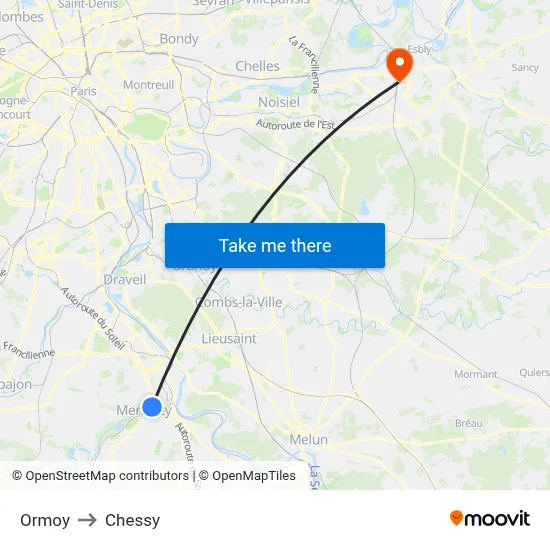 Ormoy to Chessy map