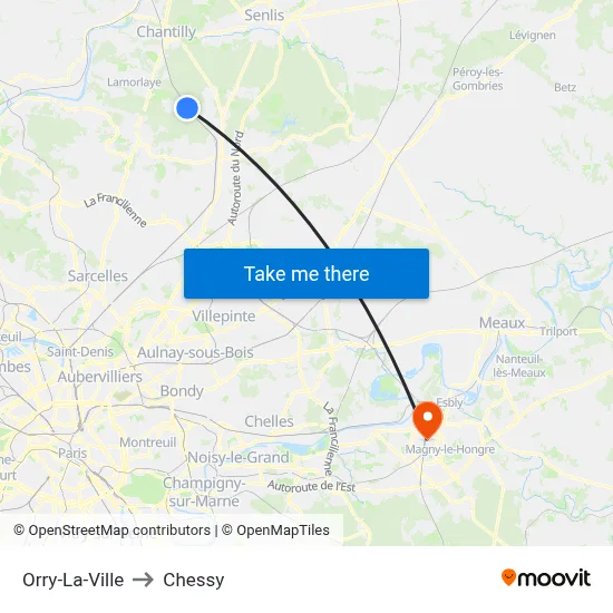 Orry-La-Ville to Chessy map