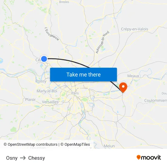 Osny to Chessy map