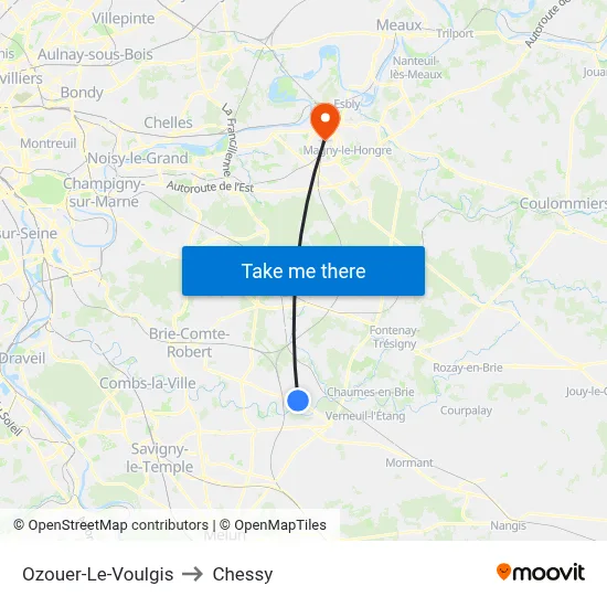 Ozouer-Le-Voulgis to Chessy map