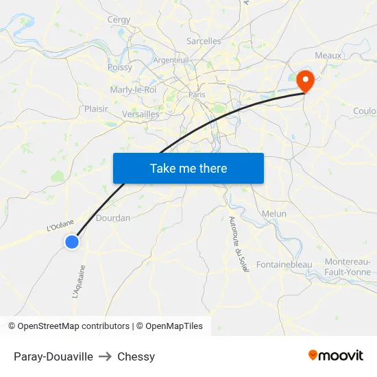 Paray-Douaville to Chessy map