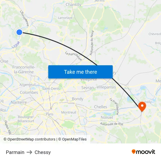 Parmain to Chessy map