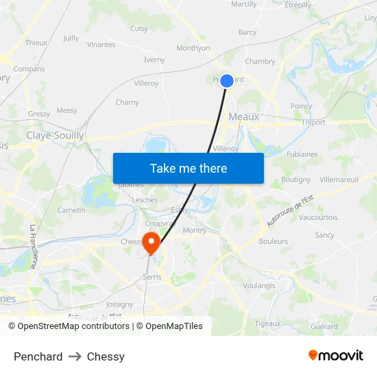 Penchard to Chessy map