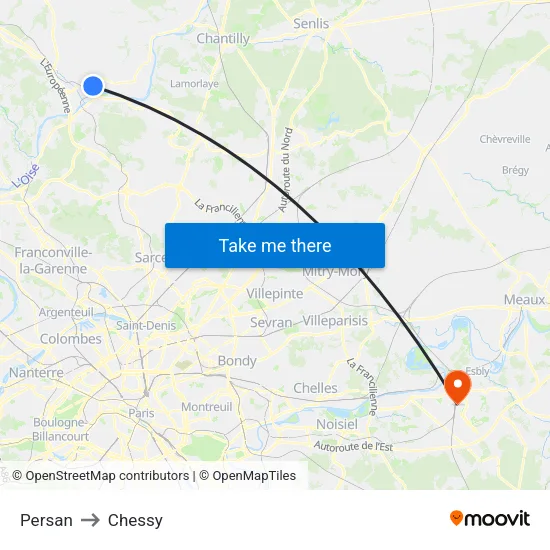 Persan to Chessy map