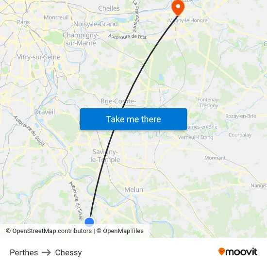 Perthes to Chessy map
