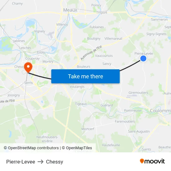 Pierre-Levee to Chessy map