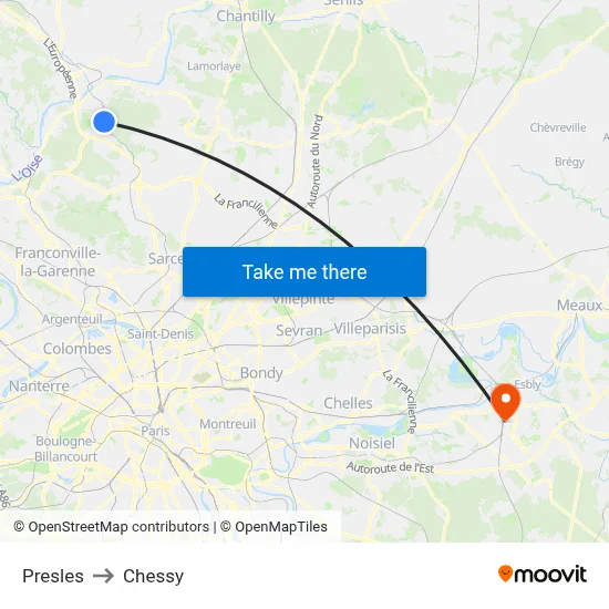 Presles to Chessy map