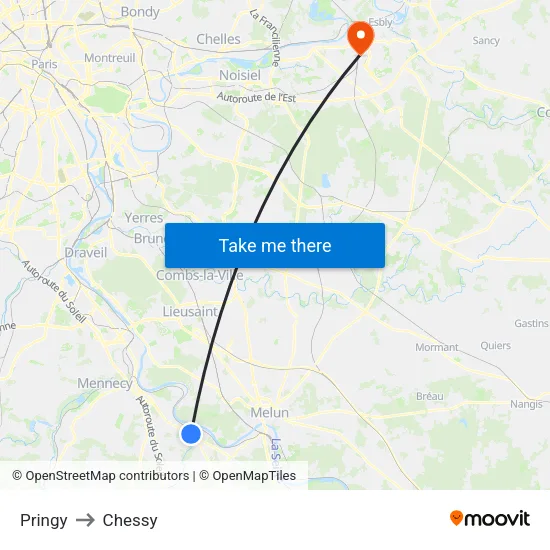 Pringy to Chessy map