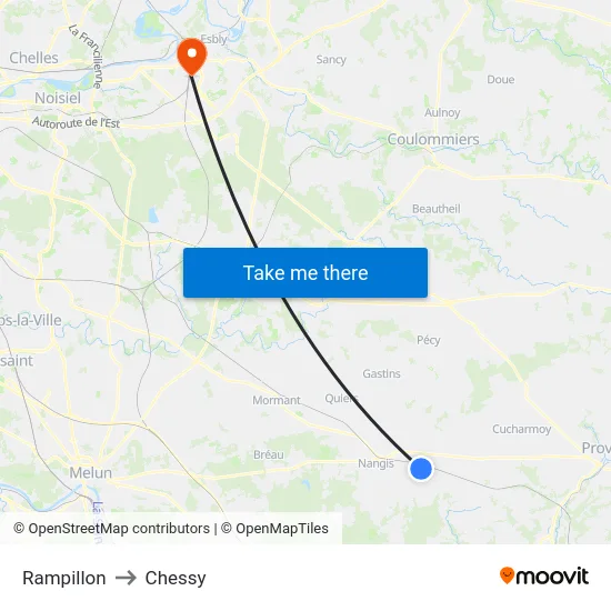 Rampillon to Chessy map