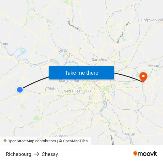 Richebourg to Chessy map