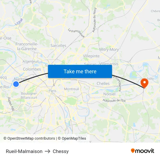 Rueil-Malmaison to Chessy map