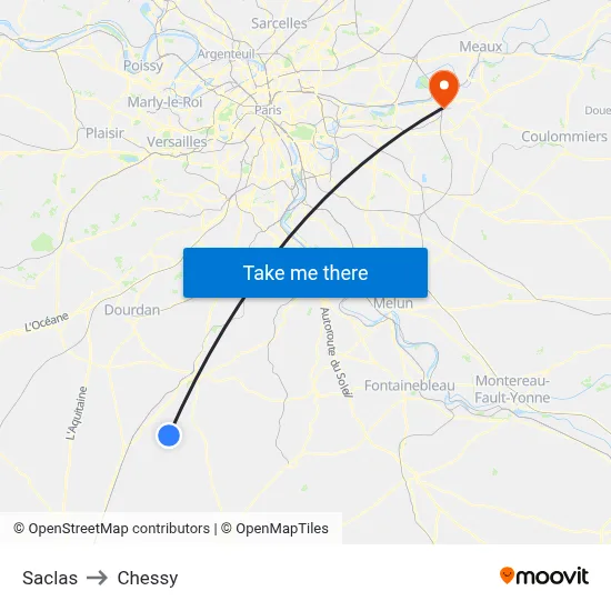 Saclas to Chessy map