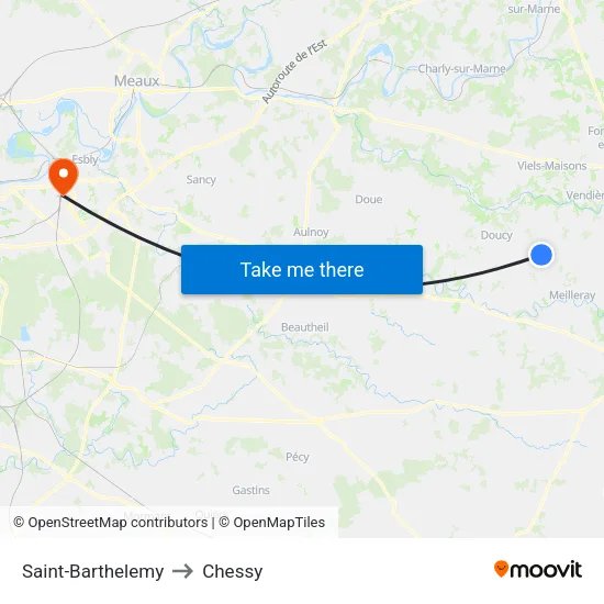 Saint-Barthelemy to Chessy map