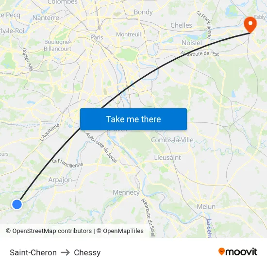 Saint-Cheron to Chessy map