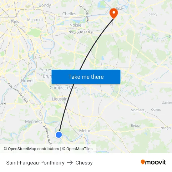 Saint-Fargeau-Ponthierry to Chessy map