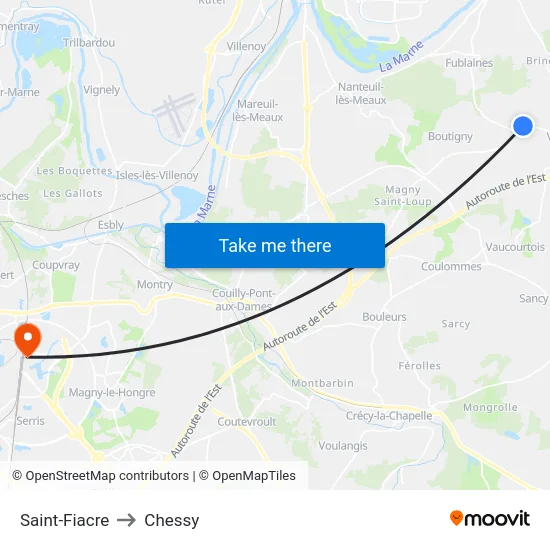 Saint-Fiacre to Chessy map