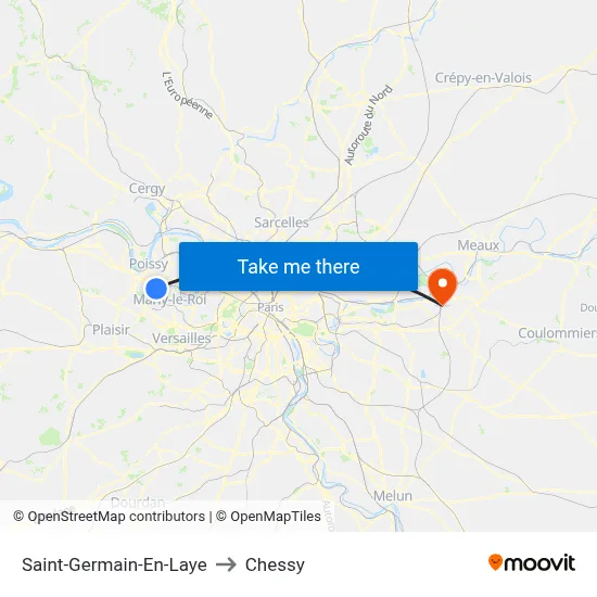 Saint-Germain-En-Laye to Chessy map
