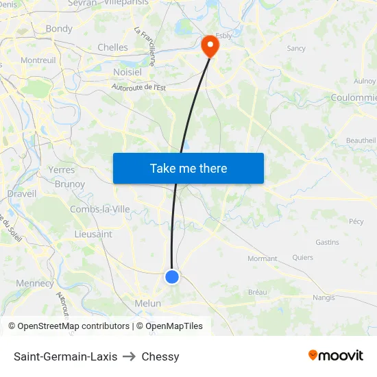 Saint-Germain-Laxis to Chessy map